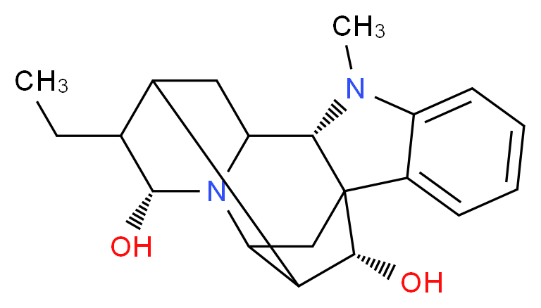 (9R,14R,18R)-13-ethyl-8-methyl-8,15-diazahexacyclo[14.2.1.0^{1,9}.0^{2,7}.0^{10,15}.0^{12,17}]nonadeca-2,4,6-triene-14,18-diol_分子结构_CAS_4360-12-7