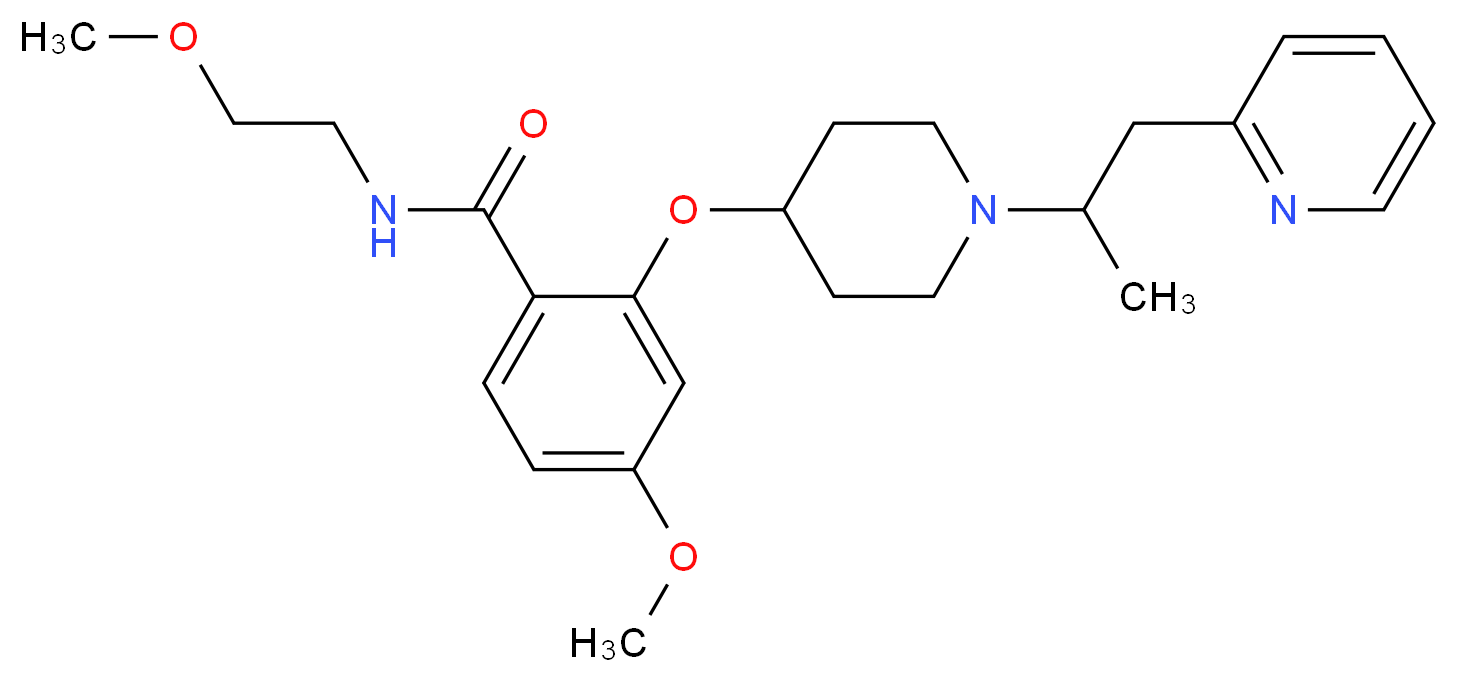 4-methoxy-N-(2-methoxyethyl)-2-({1-[1-methyl-2-(2-pyridinyl)ethyl]-4-piperidinyl}oxy)benzamide_分子结构_CAS_)
