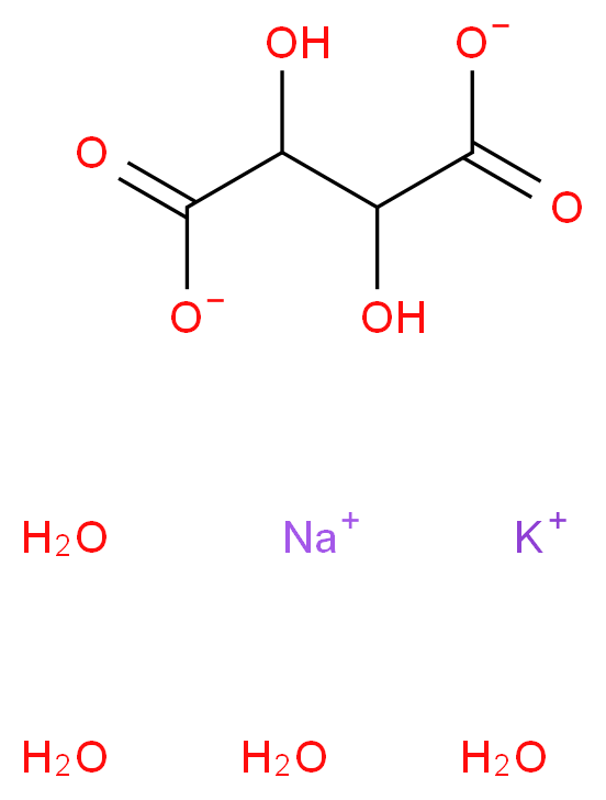 potassium sodium 2,3-dihydroxybutanedioate tetrahydrate_分子结构_CAS_6381-59-5