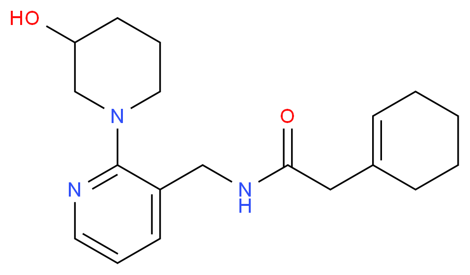 2-(1-cyclohexen-1-yl)-N-{[2-(3-hydroxy-1-piperidinyl)-3-pyridinyl]methyl}acetamide_分子结构_CAS_)