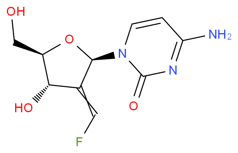 4-amino-1-[(2R,4S,5R)-3-(fluoromethylidene)-4-hydroxy-5-(hydroxymethyl)oxolan-2-yl]-1,2-dihydropyrimidin-2-one_分子结构_CAS_130306-02-4