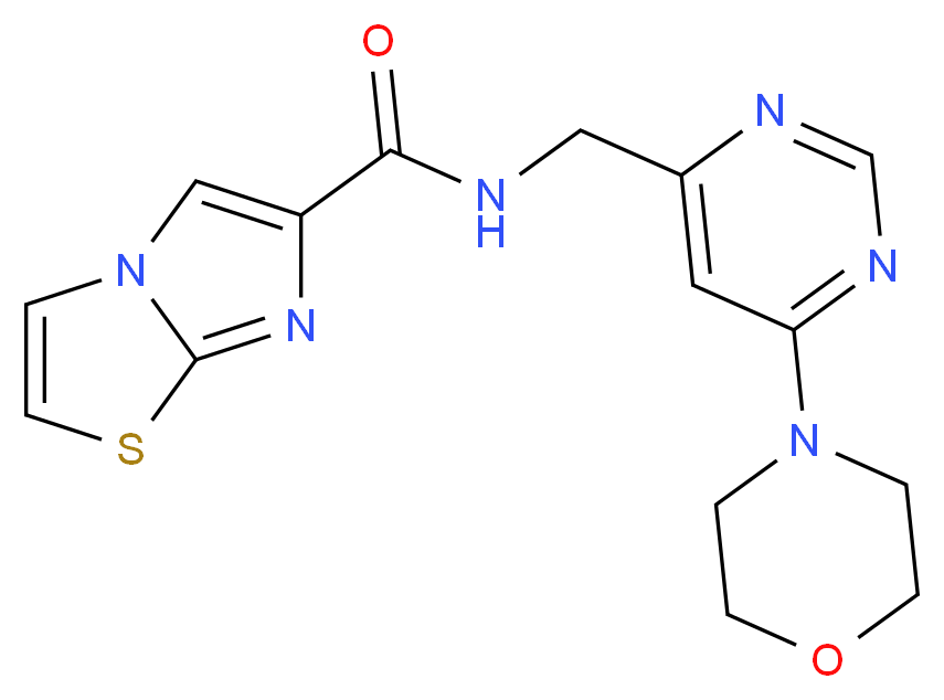 N-{[6-(4-morpholinyl)-4-pyrimidinyl]methyl}imidazo[2,1-b][1,3]thiazole-6-carboxamide_分子结构_CAS_)