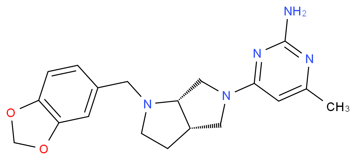 4-[(3aS,6aS)-1-(1,3-benzodioxol-5-ylmethyl)hexahydropyrrolo[3,4-b]pyrrol-5(1H)-yl]-6-methylpyrimidin-2-amine_分子结构_CAS_)