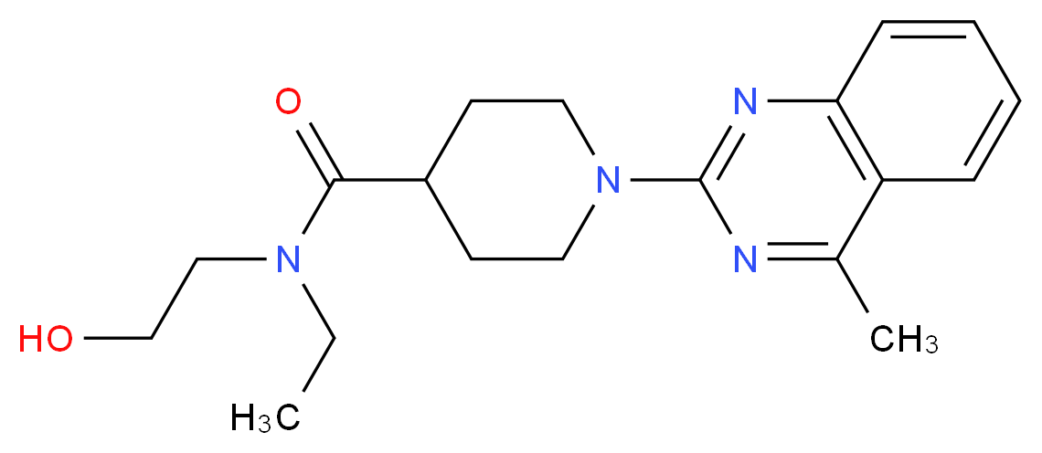 N-ethyl-N-(2-hydroxyethyl)-1-(4-methyl-2-quinazolinyl)-4-piperidinecarboxamide_分子结构_CAS_)