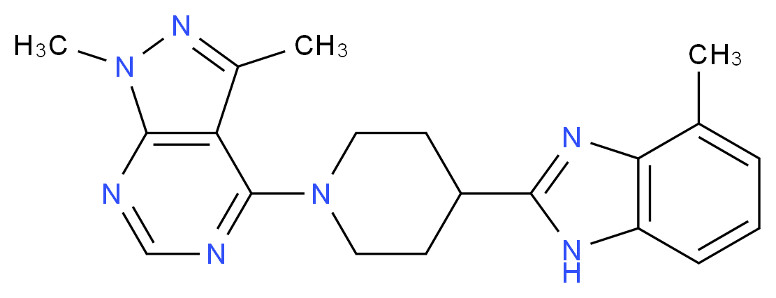 1,3-dimethyl-4-[4-(4-methyl-1H-benzimidazol-2-yl)piperidin-1-yl]-1H-pyrazolo[3,4-d]pyrimidine_分子结构_CAS_)