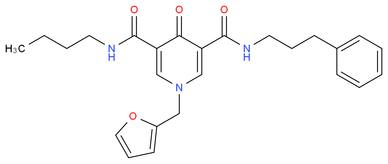 N-butyl-1-(2-furylmethyl)-4-oxo-N'-(3-phenylpropyl)-1,4-dihydro-3,5-pyridinedicarboxamide_分子结构_CAS_)