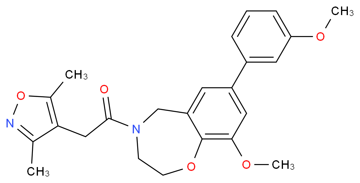 4-[(3,5-dimethyl-4-isoxazolyl)acetyl]-9-methoxy-7-(3-methoxyphenyl)-2,3,4,5-tetrahydro-1,4-benzoxazepine_分子结构_CAS_)