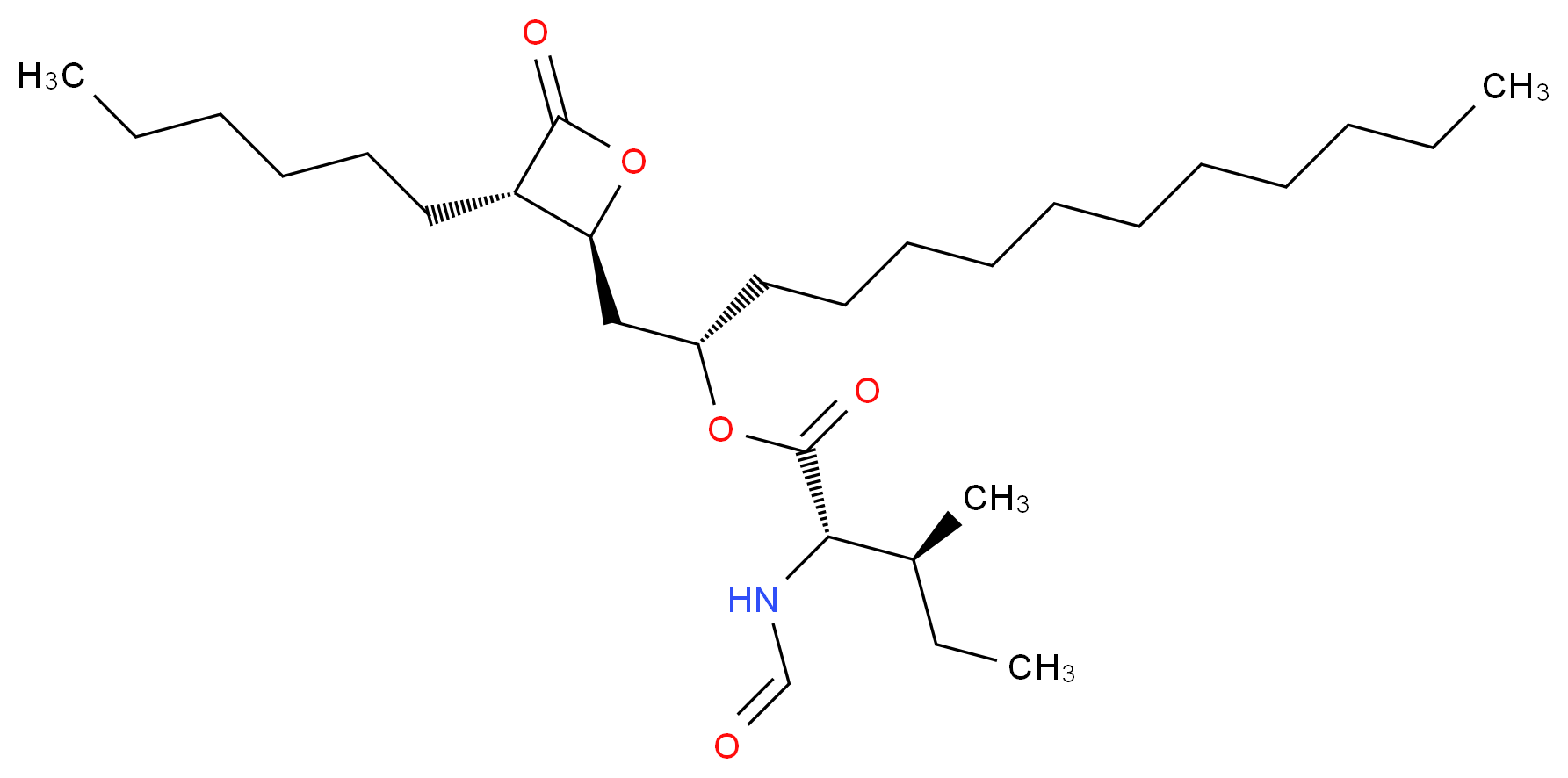 (2S)-1-[(2S,3S)-3-hexyl-4-oxooxetan-2-yl]tridecan-2-yl (2S,3S)-2-formamido-3-methylpentanoate_分子结构_CAS_1072902-75-0