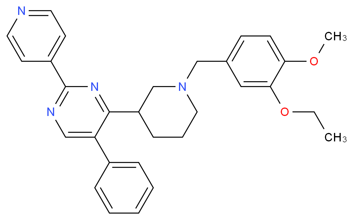 4-[1-(3-ethoxy-4-methoxybenzyl)-3-piperidinyl]-5-phenyl-2-(4-pyridinyl)pyrimidine_分子结构_CAS_)