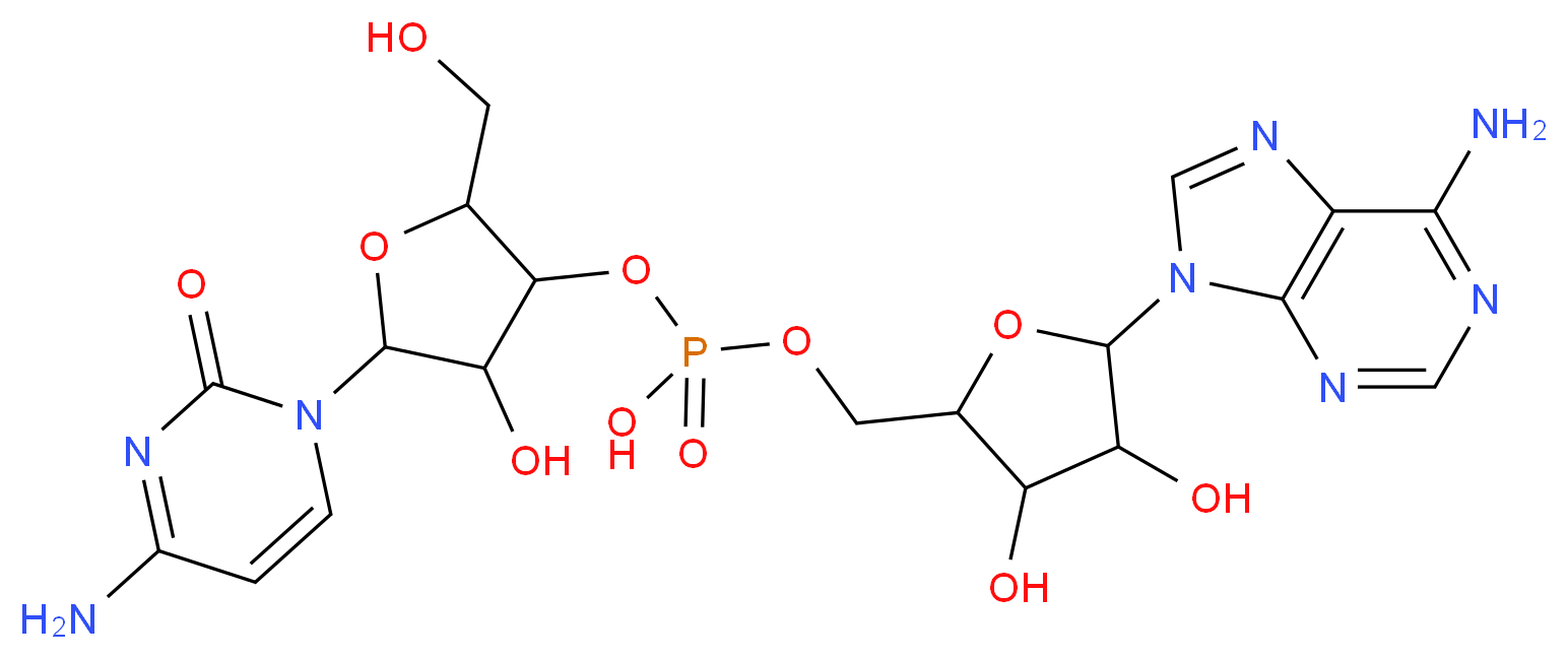 {[5-(4-amino-2-oxo-1,2-dihydropyrimidin-1-yl)-4-hydroxy-2-(hydroxymethyl)oxolan-3-yl]oxy}({[5-(6-amino-9H-purin-9-yl)-3,4-dihydroxyoxolan-2-yl]methoxy})phosphinic acid_分子结构_CAS_2382-66-3