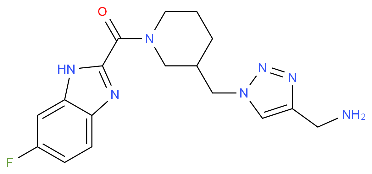 1-[1-({1-[(6-fluoro-1H-benzimidazol-2-yl)carbonyl]piperidin-3-yl}methyl)-1H-1,2,3-triazol-4-yl]methanamine_分子结构_CAS_)