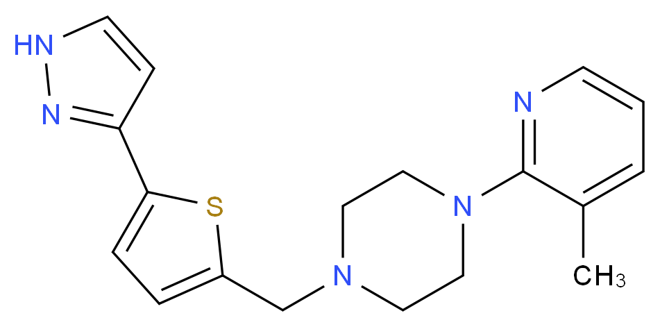 1-(3-methyl-2-pyridinyl)-4-{[5-(1H-pyrazol-3-yl)-2-thienyl]methyl}piperazine_分子结构_CAS_)