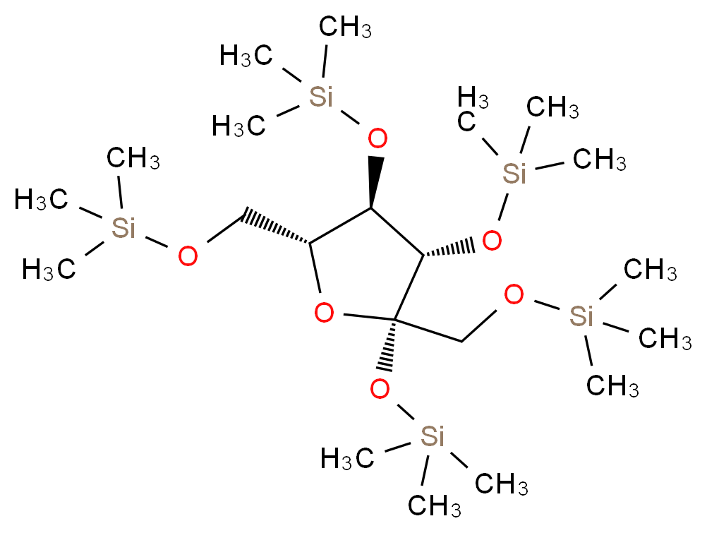 trimethyl({[(2S,3S,4R,5R)-2,3,4-tris[(trimethylsilyl)oxy]-5-{[(trimethylsilyl)oxy]methyl}oxolan-2-yl]methoxy})silane_分子结构_CAS_53538-03-7