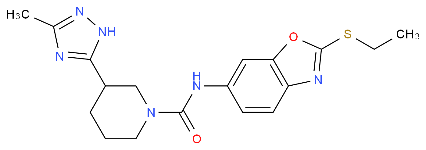 N-[2-(ethylthio)-1,3-benzoxazol-6-yl]-3-(3-methyl-1H-1,2,4-triazol-5-yl)piperidine-1-carboxamide_分子结构_CAS_)