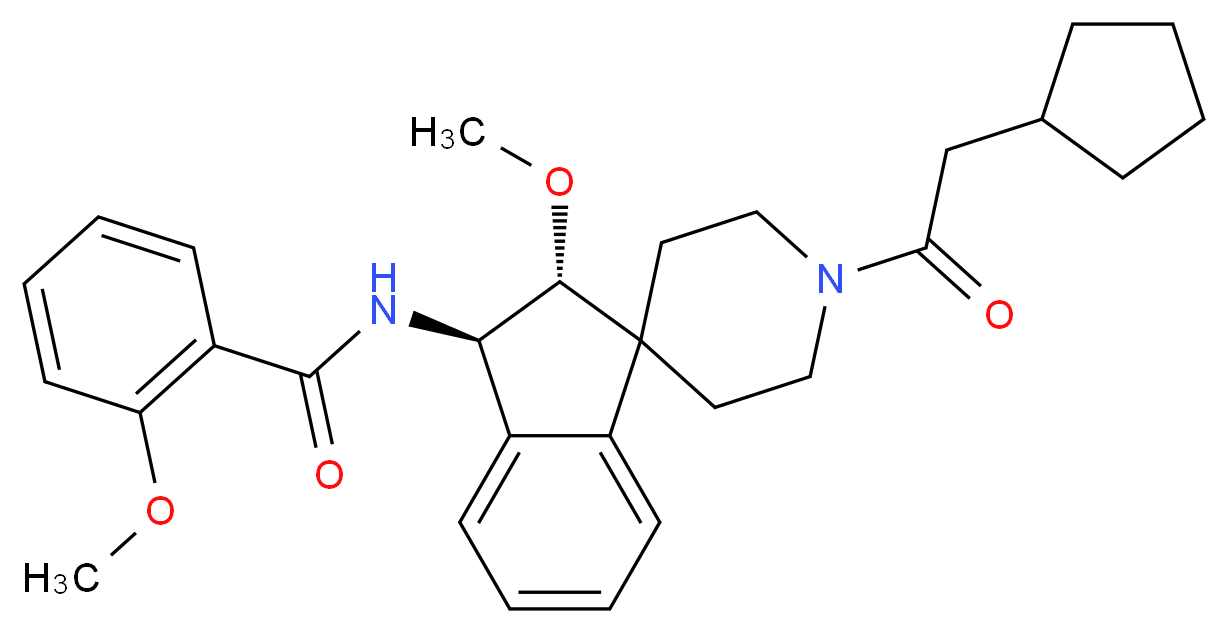 N-[(2R*,3R*)-1'-(cyclopentylacetyl)-2-methoxy-2,3-dihydrospiro[indene-1,4'-piperidin]-3-yl]-2-methoxybenzamide_分子结构_CAS_)