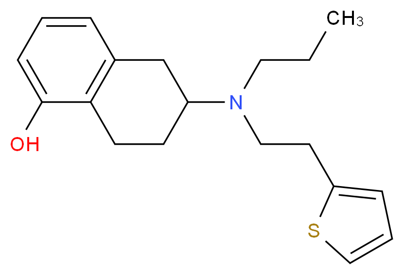 6-{propyl[2-(thiophen-2-yl)ethyl]amino}-5,6,7,8-tetrahydronaphthalen-1-ol_分子结构_CAS_92206-54-7