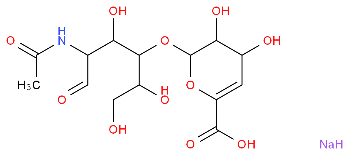 2-[(5-acetamido-1,2,4-trihydroxy-6-oxohexan-3-yl)oxy]-3,4-dihydroxy-3,4-dihydro-2H-pyran-6-carboxylic acid sodium_分子结构_CAS_136098-07-2