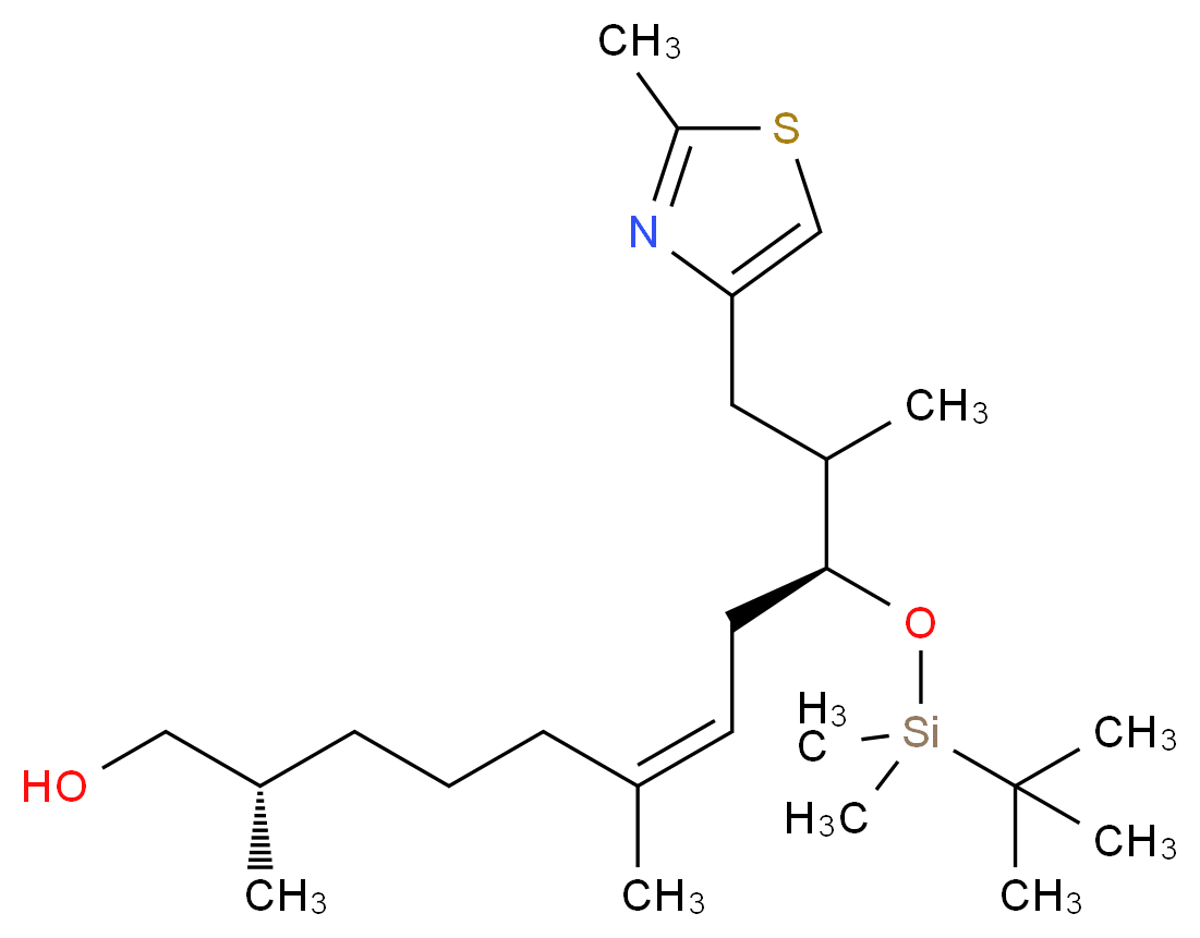 (2S,6Z,9S)-9-[(tert-butyldimethylsilyl)oxy]-2,6,10-trimethyl-11-(2-methyl-1,3-thiazol-4-yl)undec-6-en-1-ol_分子结构_CAS_210690-99-6