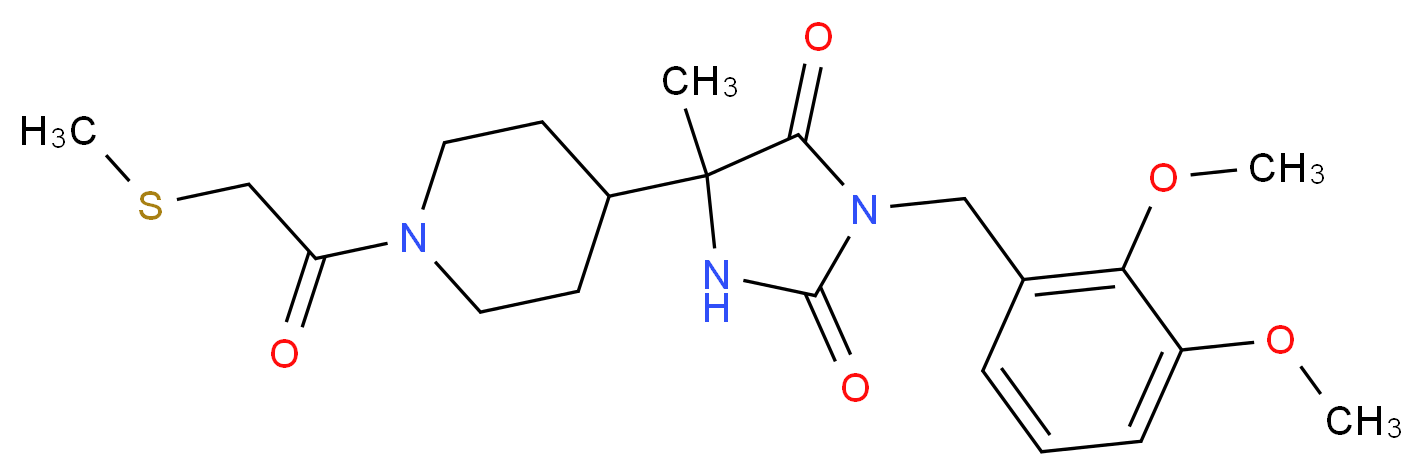 3-(2,3-dimethoxybenzyl)-5-methyl-5-{1-[(methylthio)acetyl]-4-piperidinyl}-2,4-imidazolidinedione_分子结构_CAS_)