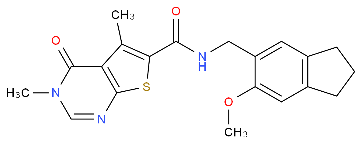 N-[(6-methoxy-2,3-dihydro-1H-inden-5-yl)methyl]-3,5-dimethyl-4-oxo-3,4-dihydrothieno[2,3-d]pyrimidine-6-carboxamide_分子结构_CAS_)
