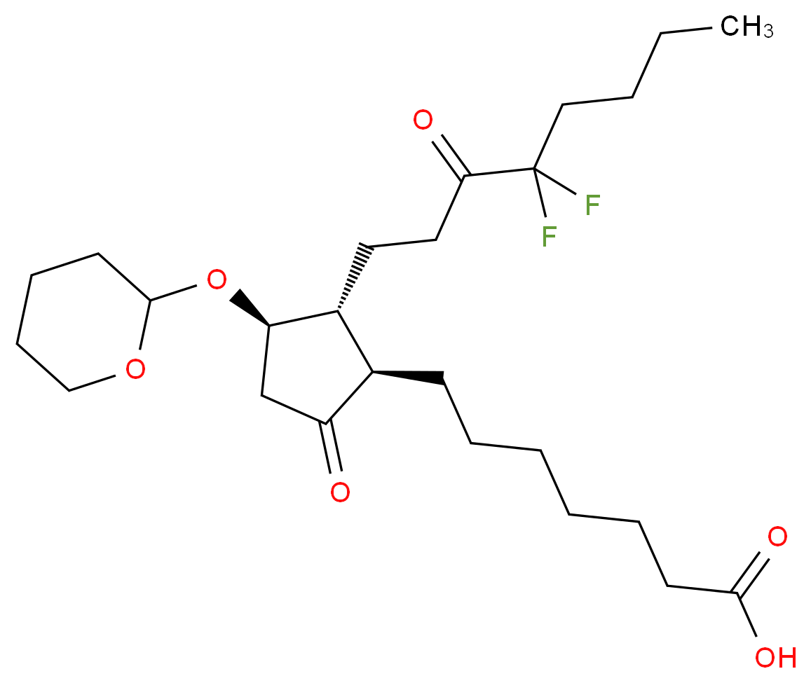 7-[(1R,2R,3R)-2-(4,4-difluoro-3-oxooctyl)-3-(oxan-2-yloxy)-5-oxocyclopentyl]heptanoic acid_分子结构_CAS_876068-08-5