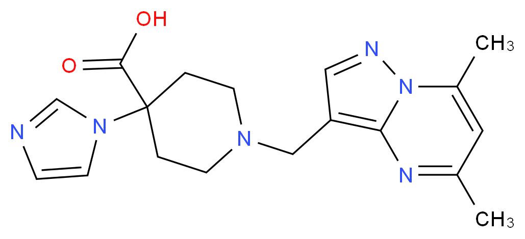 1-[(5,7-dimethylpyrazolo[1,5-a]pyrimidin-3-yl)methyl]-4-(1H-imidazol-1-yl)piperidine-4-carboxylic acid_分子结构_CAS_)