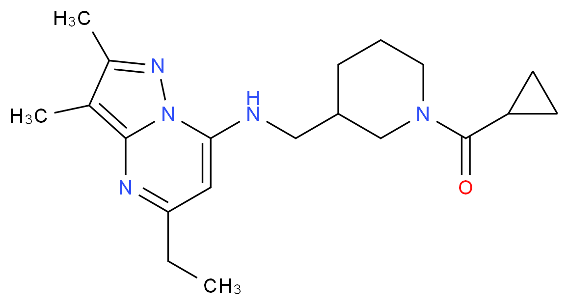 N-{[1-(cyclopropylcarbonyl)piperidin-3-yl]methyl}-5-ethyl-2,3-dimethylpyrazolo[1,5-a]pyrimidin-7-amine_分子结构_CAS_)
