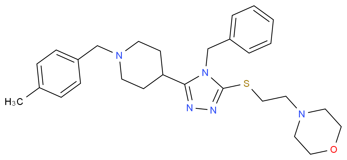 4-[2-({4-benzyl-5-[1-(4-methylbenzyl)-4-piperidinyl]-4H-1,2,4-triazol-3-yl}thio)ethyl]morpholine_分子结构_CAS_)