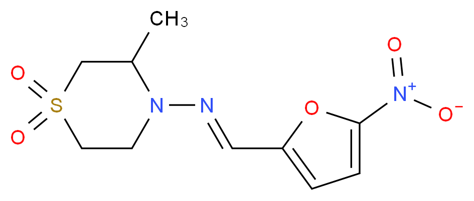 3-methyl-4-[(E)-[(5-nitrofuran-2-yl)methylidene]amino]-1λ<sup>6</sup>,4-thiomorpholine-1,1-dione_分子结构_CAS_23256-30-6