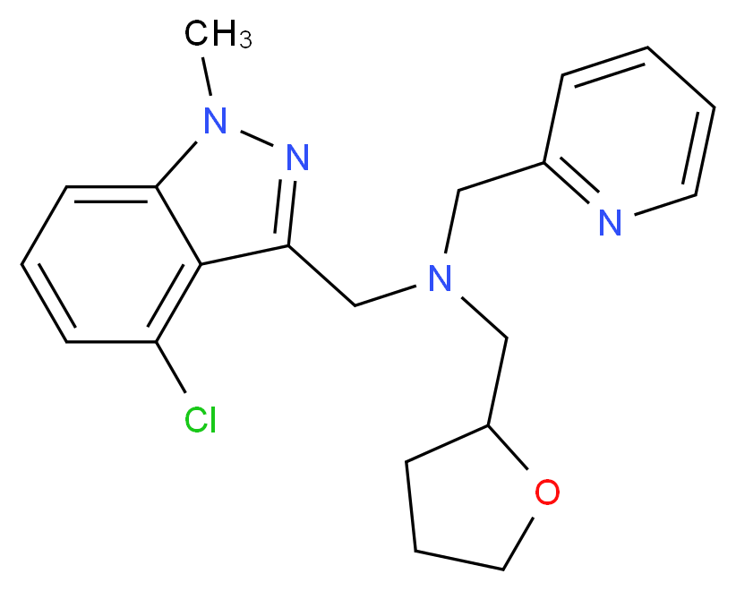 1-(4-chloro-1-methyl-1H-indazol-3-yl)-N-(pyridin-2-ylmethyl)-N-(tetrahydrofuran-2-ylmethyl)methanamine_分子结构_CAS_)