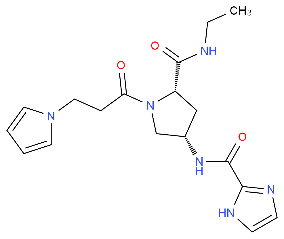 (4S)-N-ethyl-4-[(1H-imidazol-2-ylcarbonyl)amino]-1-[3-(1H-pyrrol-1-yl)propanoyl]-L-prolinamide_分子结构_CAS_)