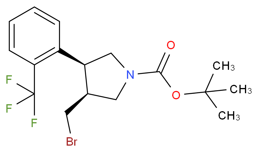 (3R,4S)-tert-butyl 3-(bromomethyl)-4-(2-(trifluoromethyl)phenyl)pyrrolidine-1-carboxylate_分子结构_CAS_1260612-04-1)