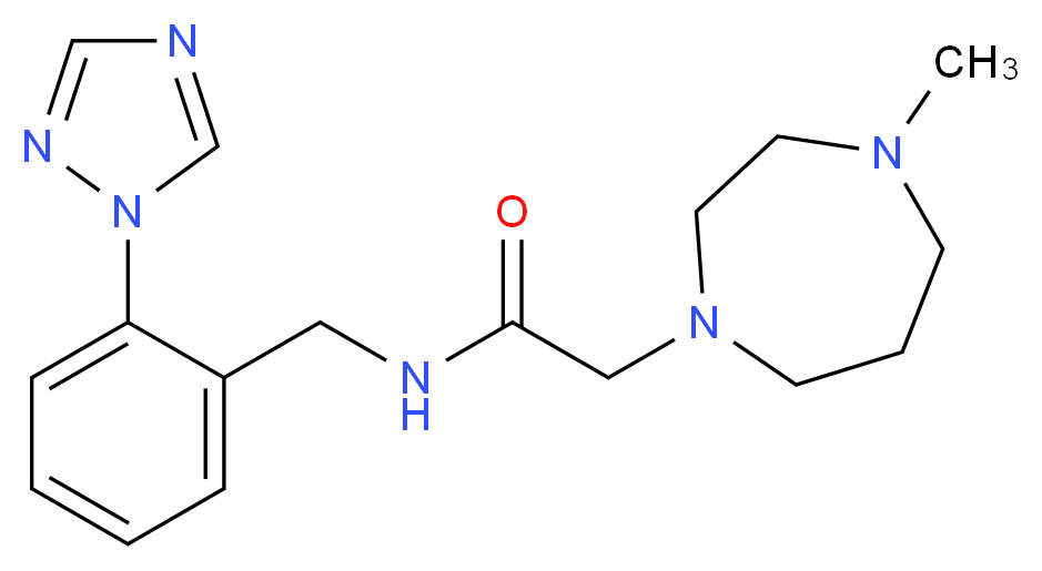 2-(4-methyl-1,4-diazepan-1-yl)-N-[2-(1H-1,2,4-triazol-1-yl)benzyl]acetamide_分子结构_CAS_)