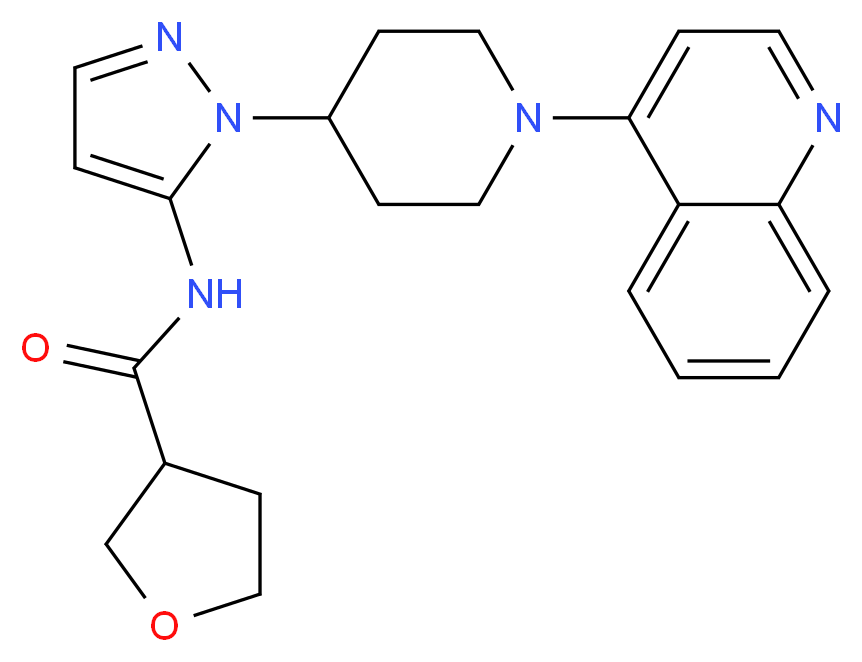 N-[1-(1-quinolin-4-ylpiperidin-4-yl)-1H-pyrazol-5-yl]tetrahydrofuran-3-carboxamide_分子结构_CAS_)