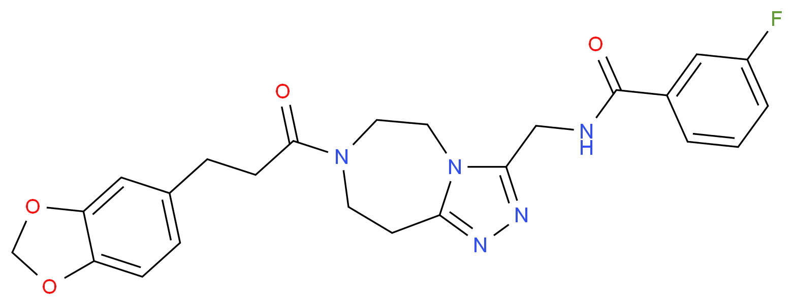 N-({7-[3-(1,3-benzodioxol-5-yl)propanoyl]-6,7,8,9-tetrahydro-5H-[1,2,4]triazolo[4,3-d][1,4]diazepin-3-yl}methyl)-3-fluorobenzamide_分子结构_CAS_)