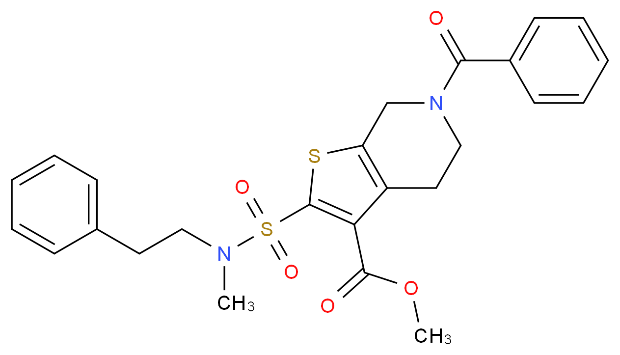 methyl 6-benzoyl-2-{[methyl(2-phenylethyl)amino]sulfonyl}-4,5,6,7-tetrahydrothieno[2,3-c]pyridine-3-carboxylate_分子结构_CAS_)