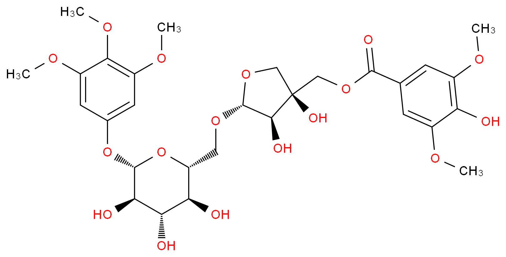 [(3S,4R,5R)-3,4-dihydroxy-5-{[(2R,3S,4S,5R,6S)-3,4,5-trihydroxy-6-(3,4,5-trimethoxyphenoxy)oxan-2-yl]methoxy}oxolan-3-yl]methyl 4-hydroxy-3,5-dimethoxybenzoate_分子结构_CAS_1014974-98-1