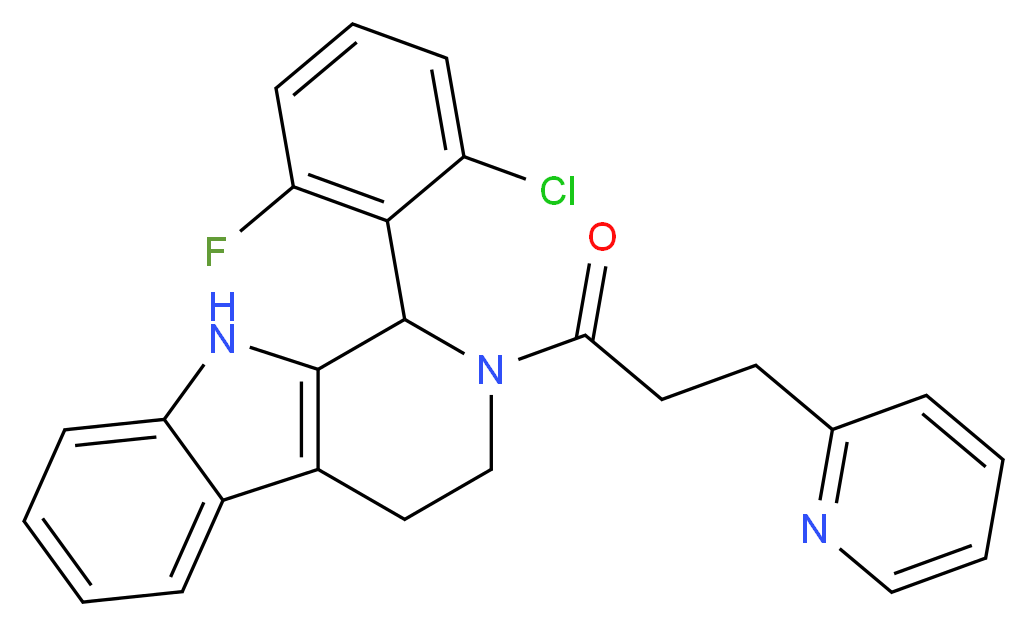 1-(2-chloro-6-fluorophenyl)-2-[3-(2-pyridinyl)propanoyl]-2,3,4,9-tetrahydro-1H-beta-carboline_分子结构_CAS_)