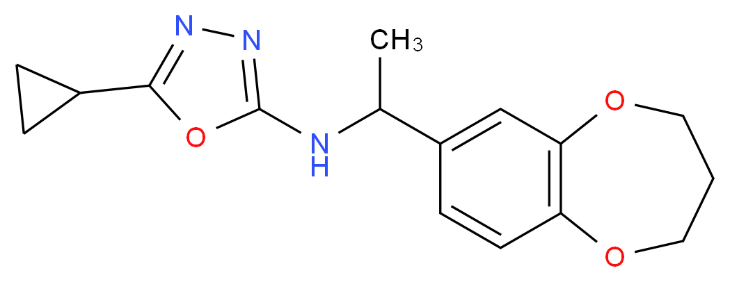 5-cyclopropyl-N-[1-(3,4-dihydro-2H-1,5-benzodioxepin-7-yl)ethyl]-1,3,4-oxadiazol-2-amine_分子结构_CAS_)