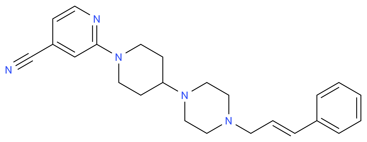 2-(4-{4-[(2E)-3-phenylprop-2-en-1-yl]piperazin-1-yl}piperidin-1-yl)isonicotinonitrile_分子结构_CAS_)