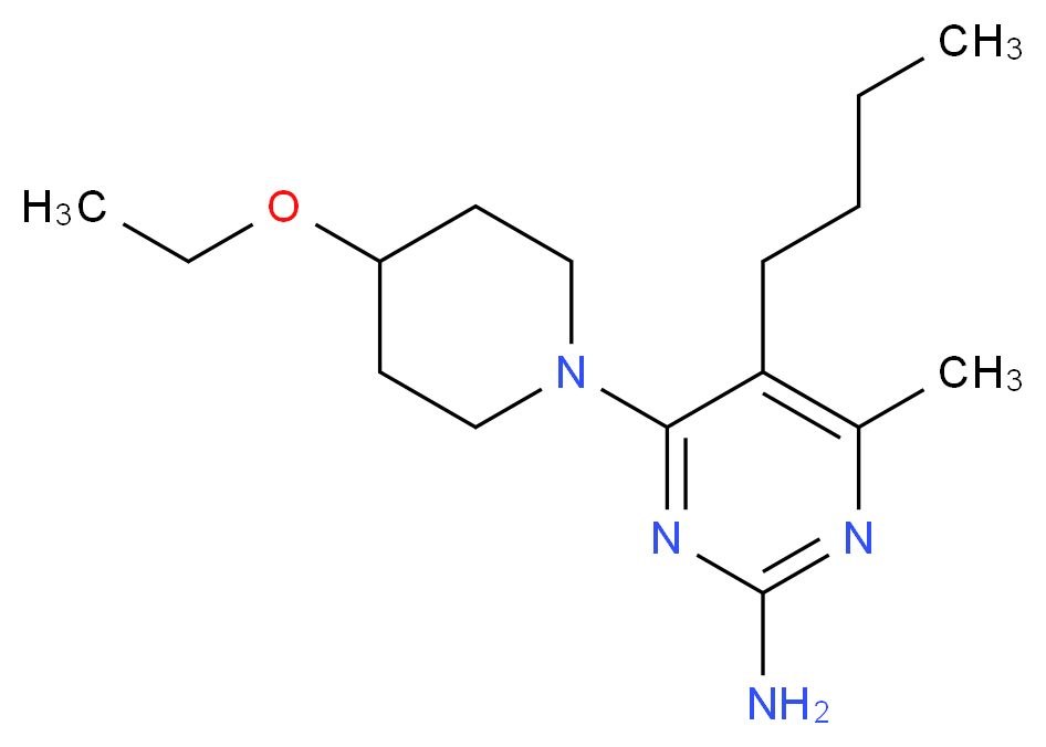 5-butyl-4-(4-ethoxypiperidin-1-yl)-6-methylpyrimidin-2-amine_分子结构_CAS_)