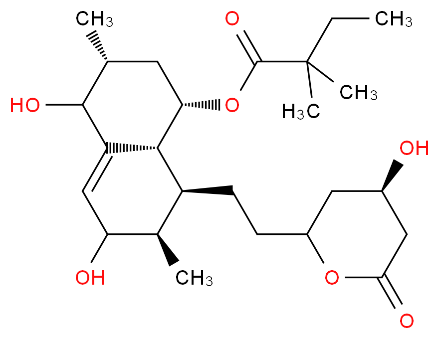 (1S,3R,7R,8S,8aR)-4,6-dihydroxy-8-{2-[(4R)-4-hydroxy-6-oxooxan-2-yl]ethyl}-3,7-dimethyl-1,2,3,4,6,7,8,8a-octahydronaphthalen-1-yl 2,2-dimethylbutanoate_分子结构_CAS_159143-77-8