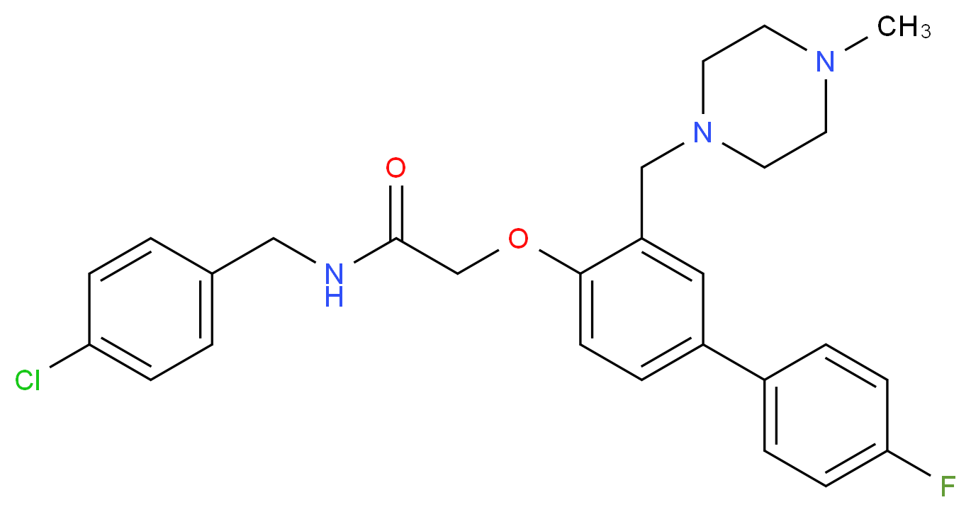 N-(4-chlorobenzyl)-2-({4'-fluoro-3-[(4-methyl-1-piperazinyl)methyl]-4-biphenylyl}oxy)acetamide_分子结构_CAS_)