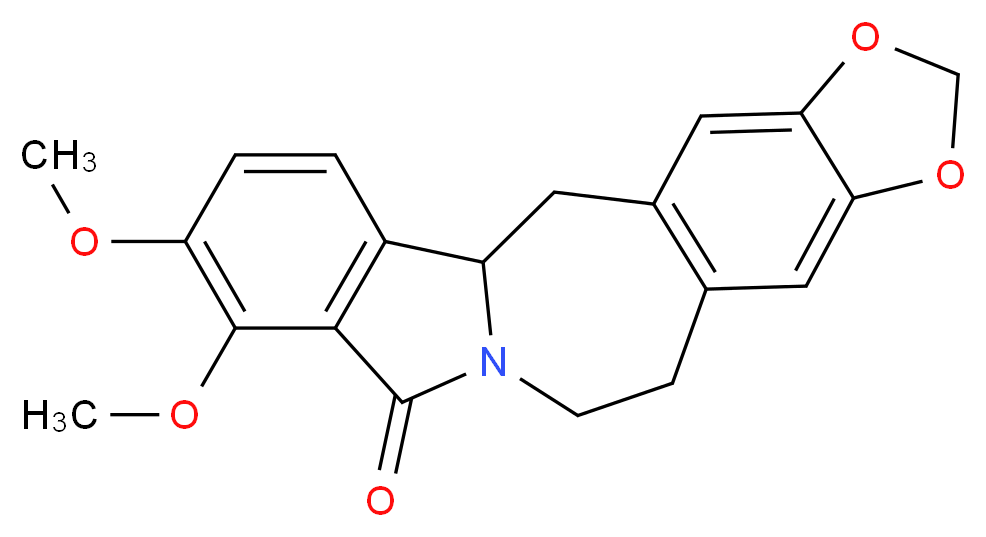 7,8-dimethoxy-17,19-dioxa-11-azapentacyclo[12.7.0.0<sup>3</sup>,<sup>1</sup><sup>1</sup>.0<sup>4</sup>,<sup>9</sup>.0<sup>1</sup><sup>6</sup>,<sup>2</sup><sup>0</sup>]henicosa-1(14),4(9),5,7,15,20-hexaen-10-one_分子结构_CAS_95530-38-4