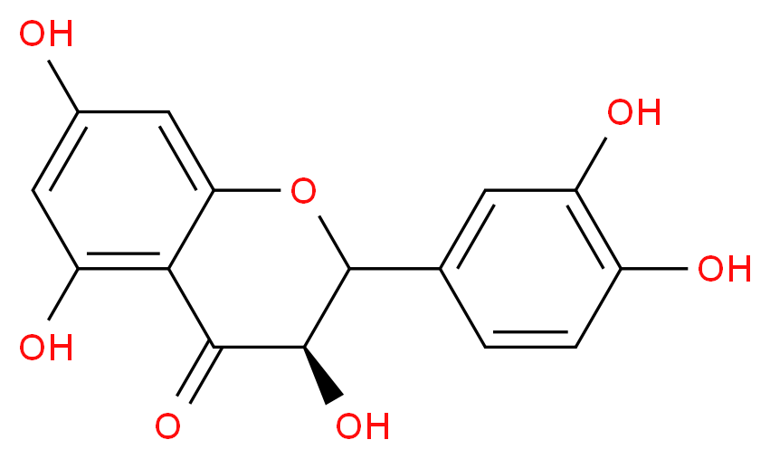 (3R)-2-(3,4-dihydroxyphenyl)-3,5,7-trihydroxy-3,4-dihydro-2H-1-benzopyran-4-one_分子结构_CAS_480-18-2