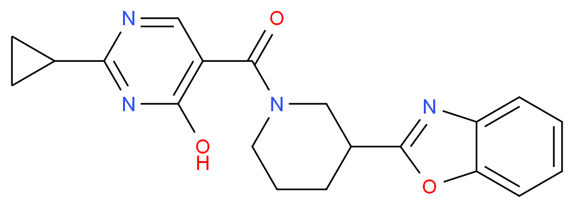 5-{[3-(1,3-benzoxazol-2-yl)piperidin-1-yl]carbonyl}-2-cyclopropylpyrimidin-4-ol_分子结构_CAS_)