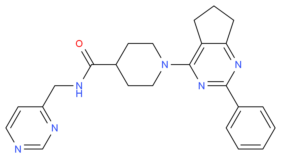 1-(2-phenyl-6,7-dihydro-5H-cyclopenta[d]pyrimidin-4-yl)-N-(4-pyrimidinylmethyl)-4-piperidinecarboxamide_分子结构_CAS_)