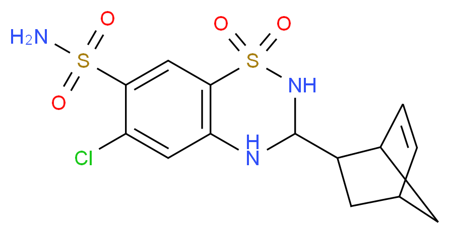 3-{bicyclo[2.2.1]hept-5-en-2-yl}-6-chloro-1,1-dioxo-3,4-dihydro-2H-1$l^{6},2,4-benzothiadiazine-7-sulfonamide_分子结构_CAS_2259-96-3