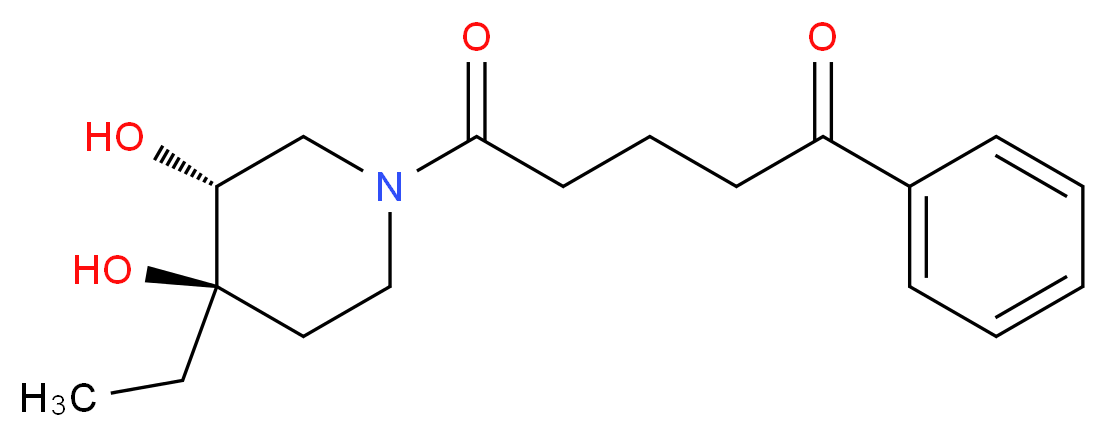 5-[(3R*,4R*)-4-ethyl-3,4-dihydroxypiperidin-1-yl]-5-oxo-1-phenylpentan-1-one_分子结构_CAS_)