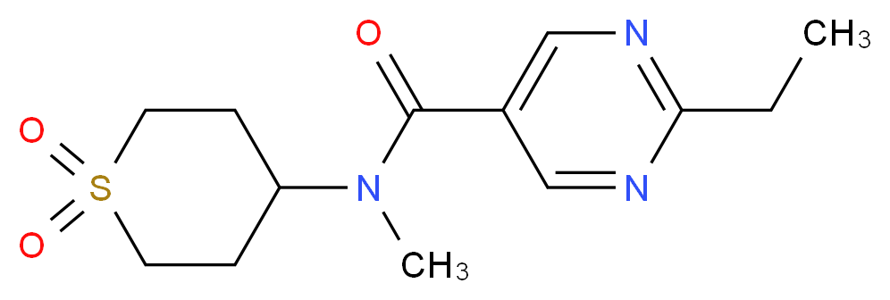 N-(1,1-dioxidotetrahydro-2H-thiopyran-4-yl)-2-ethyl-N-methyl-5-pyrimidinecarboxamide_分子结构_CAS_)